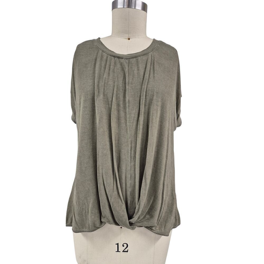 Cable & Gauge Khaki Green top  T SHirt Drape Front  Sz XL